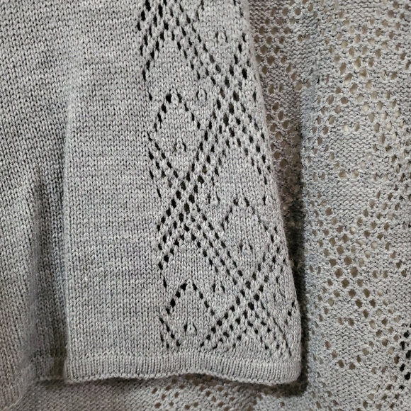 Dillard's Grey Open Gray Crochet Knit Open Cardigan One Size - Picture 4 of 9